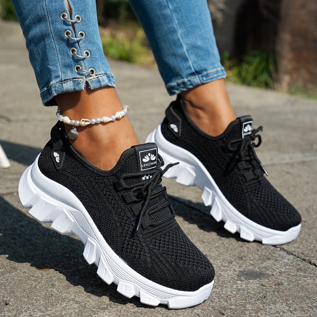 Large Size Cross-Border Women's Shoes 2025 Summer New Women's Sports Shoes Fly Woven Breathable Fashion Mom Shoes Temu Dropshipping