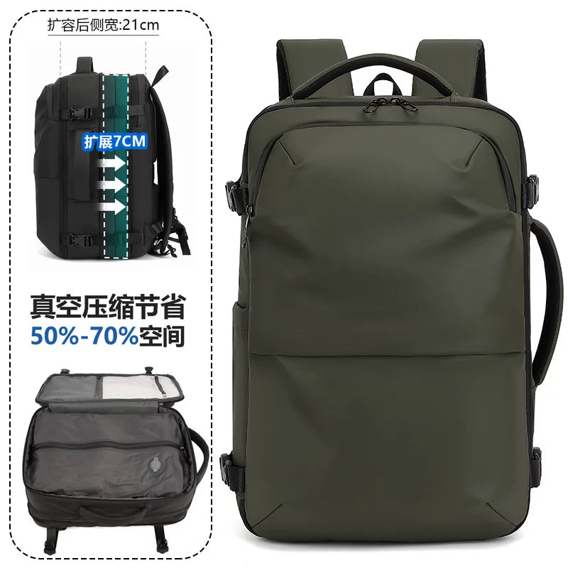Cross-Border Vacuum Compression Backpack for Men and Women, Casual Large-Capacity Business Bag, Travel Bag, Expandable Lightweight Computer Bag