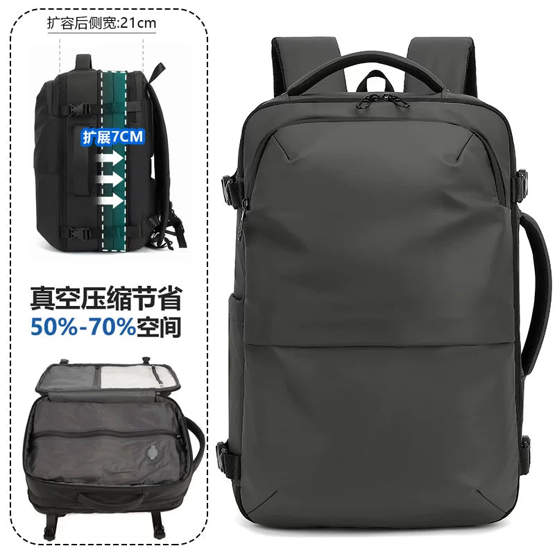 Cross-Border Vacuum Compression Backpack for Men and Women, Casual Large-Capacity Business Bag, Travel Bag, Expandable Lightweight Computer Bag