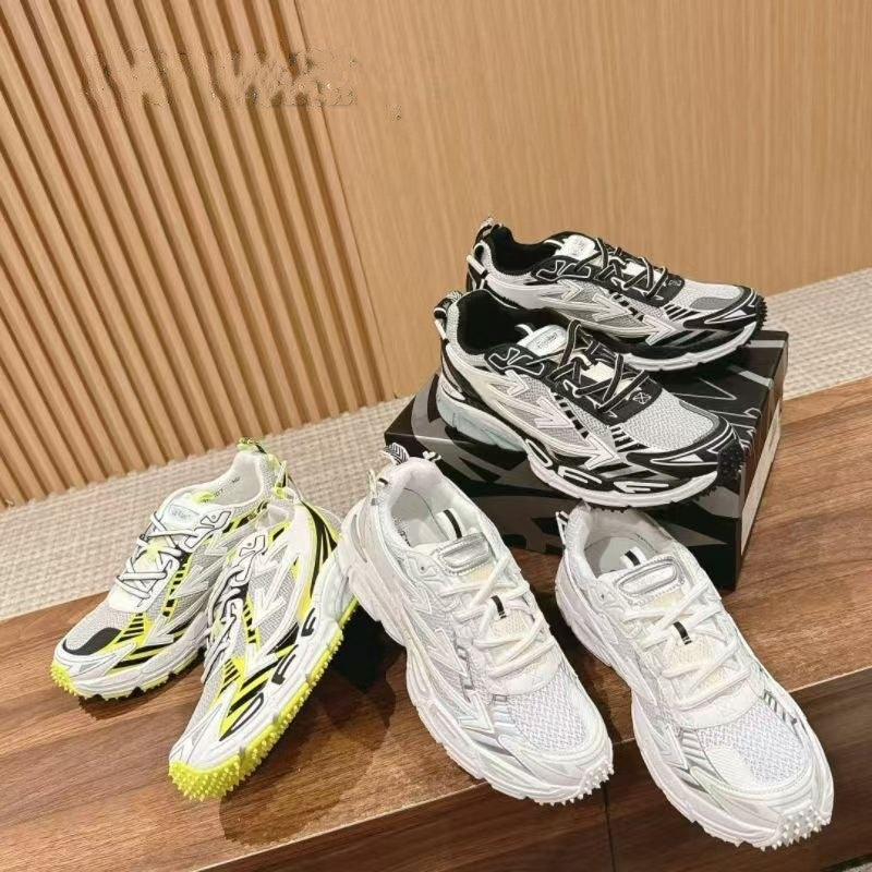 2026 New Model Height-Increasing Dad-Style Hiking Thick-Soled Casual Sneakers in Brown, Green, and Yellow with Three Arrow Design Trendy Shoes