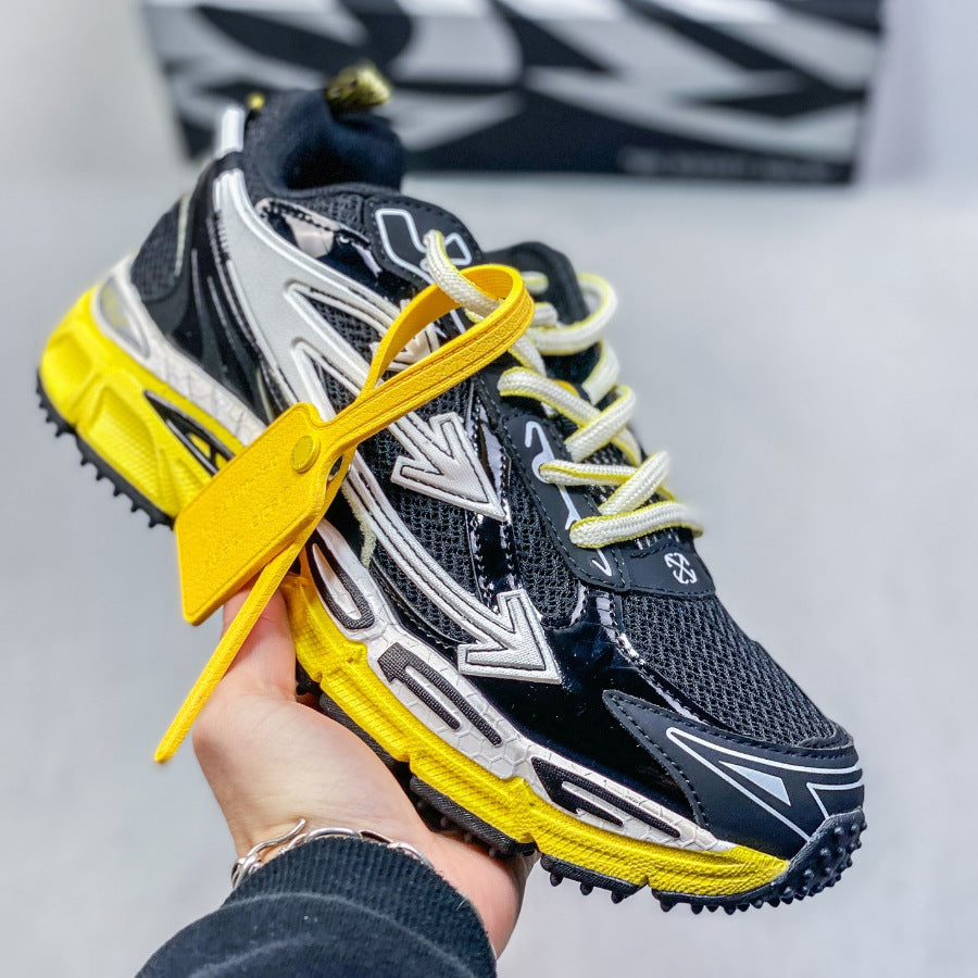 2026 New Model Height-Increasing Dad-Style Hiking Thick-Soled Casual Sneakers in Brown, Green, and Yellow with Three Arrow Design Trendy Shoes