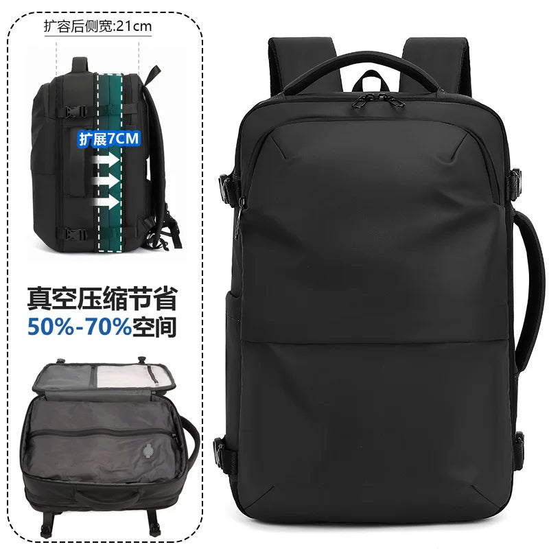 Cross-Border Vacuum Compression Backpack for Men and Women, Casual Large-Capacity Business Bag, Travel Bag, Expandable Lightweight Computer Bag