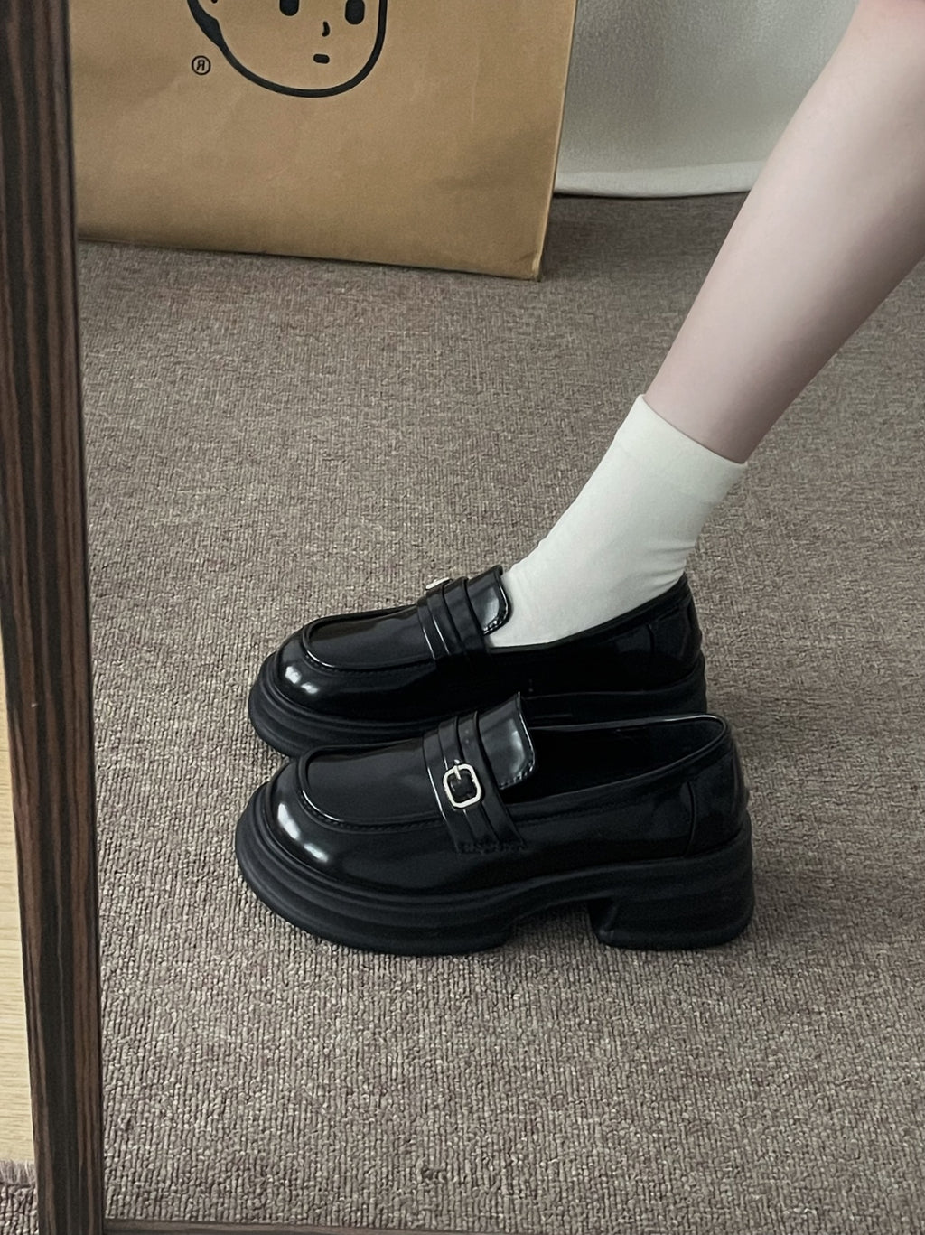Thick-Soled Small Leather Shoes for Women 2025 Spring and Summer New British Retro Brown Preppy with Skirt Jk Slip-On Loafers