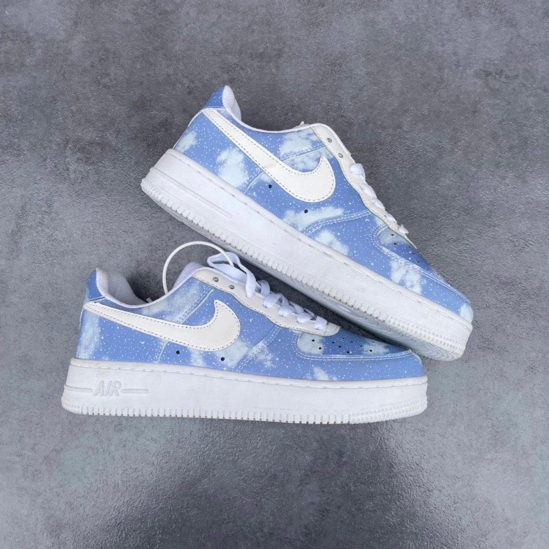 New Air Force One AF1 Thermal Induction Blue Sky White Clouds High Version Set Last Process Laser Punching Correct Version