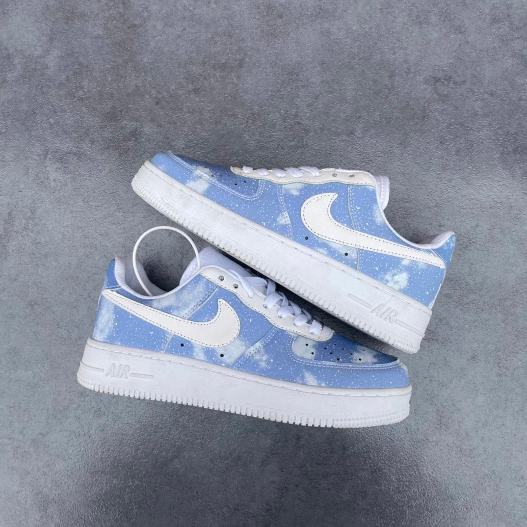 New Air Force One AF1 Thermal Induction Blue Sky White Clouds High Version Set Last Process Laser Punching Correct Version