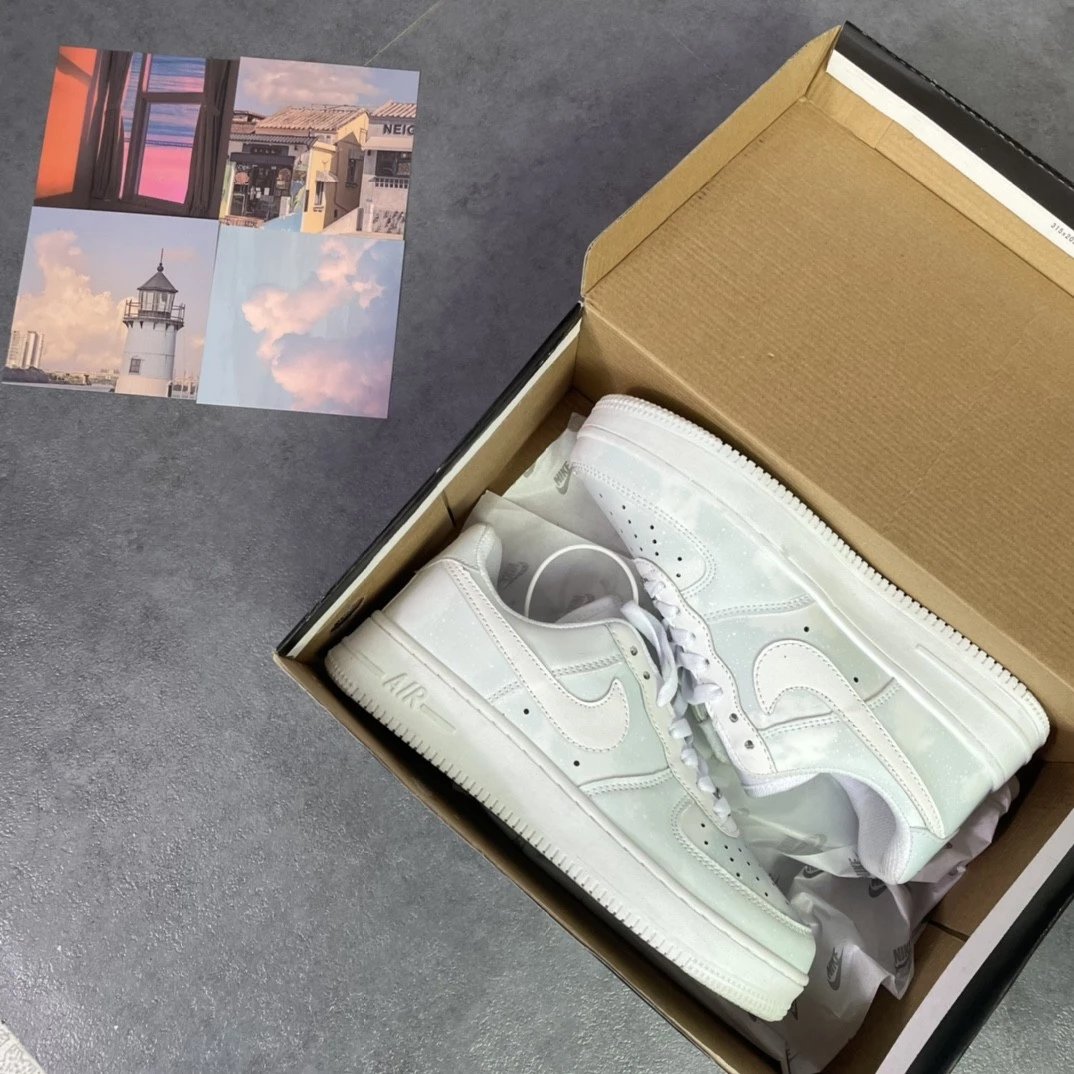 New Air Force One AF1 Thermal Induction Blue Sky White Clouds High Version Set Last Process Laser Punching Correct Version