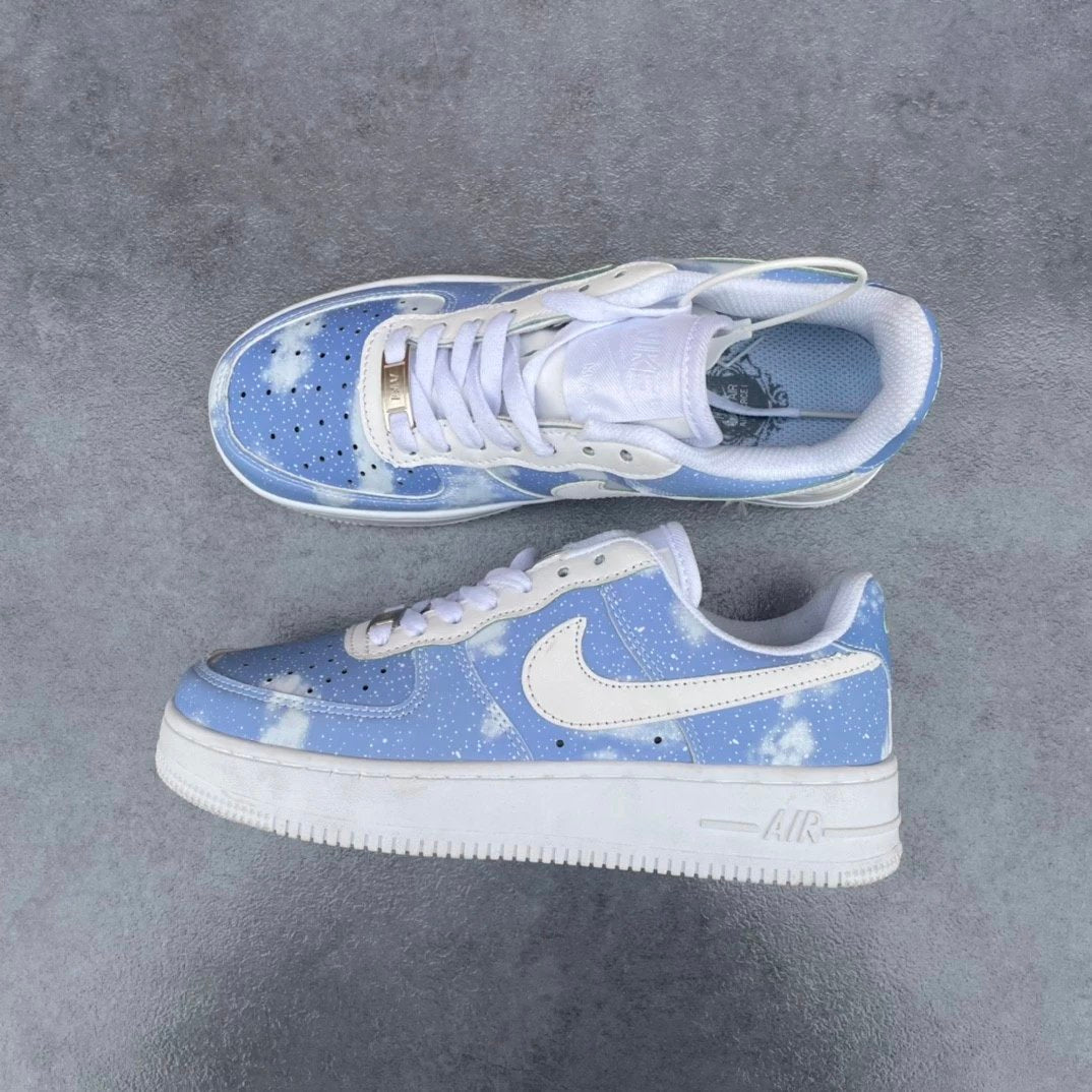 New Air Force One AF1 Thermal Induction Blue Sky White Clouds High Version Set Last Process Laser Punching Correct Version