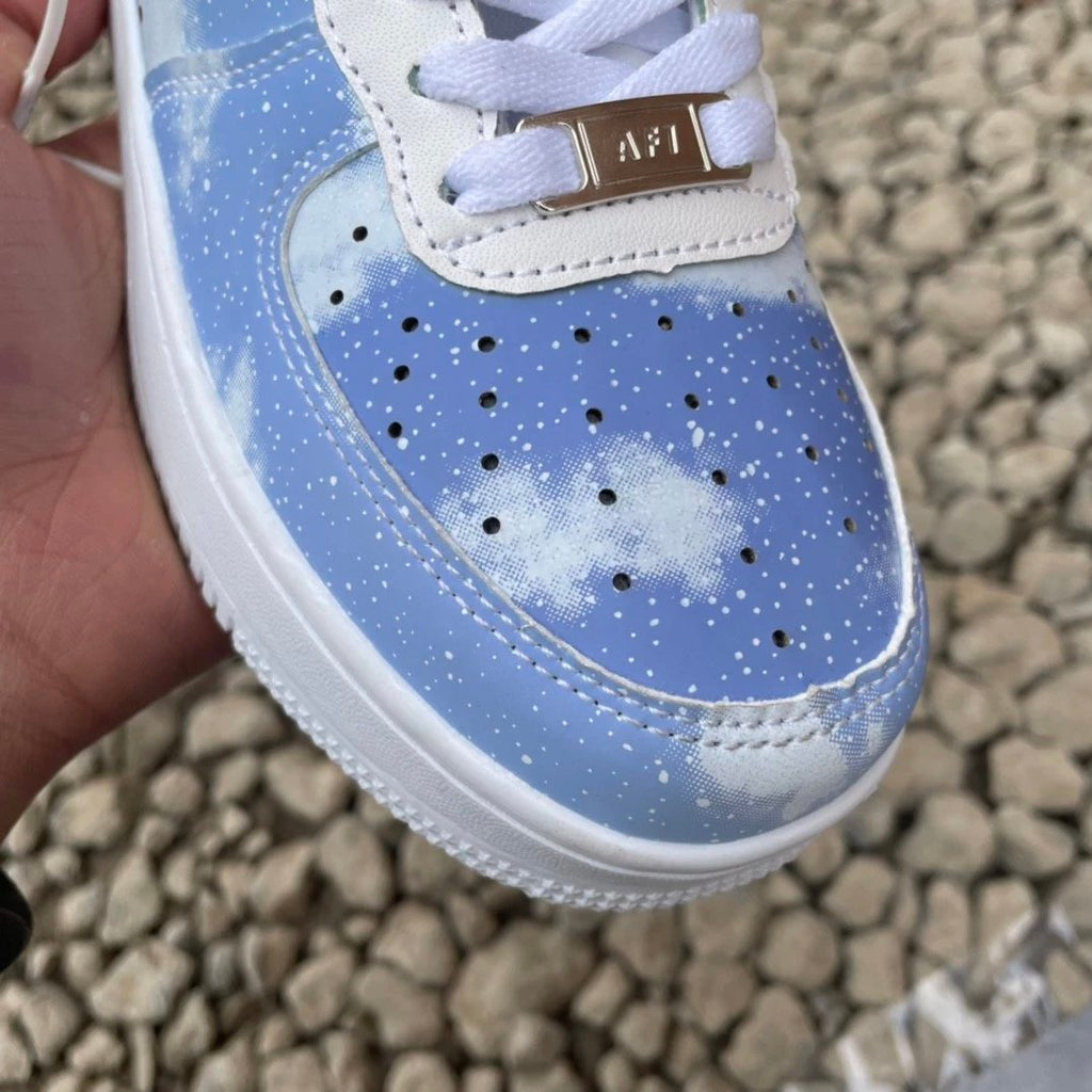 New Air Force One AF1 Thermal Induction Blue Sky White Clouds High Version Set Last Process Laser Punching Correct Version