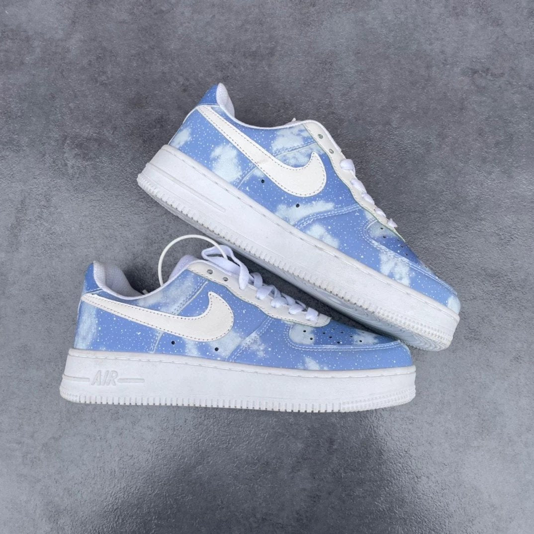 New Air Force One AF1 Thermal Induction Blue Sky White Clouds High Version Set Last Process Laser Punching Correct Version
